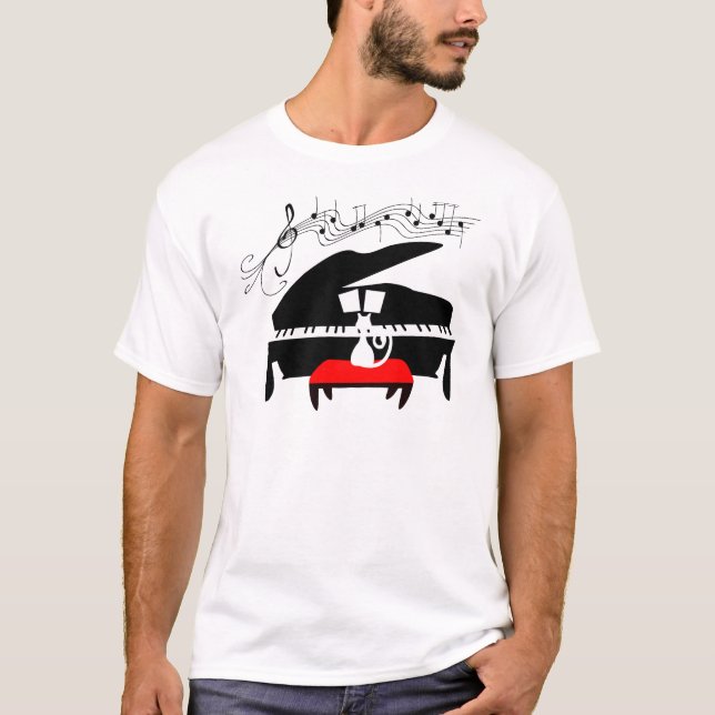 T-shirt Chat et piano (Devant)