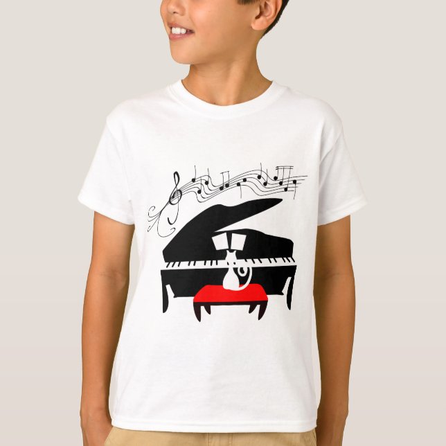 T-shirt Chat et piano (Devant)