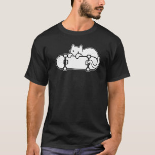 T-shirt Chat et planche à roulettes Skateboard Shy Cat con