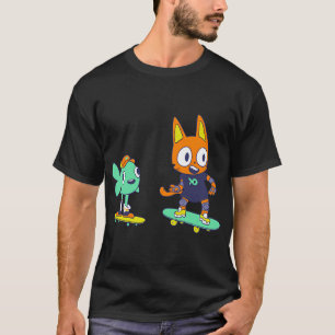 T-shirt Chat et Poisson en Planche à Roulettes