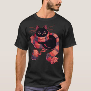 T-shirt Chat Et Tricot Kawaii Chat Avec Pelote De Laine