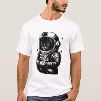 T-shirt Chat Explorateur Spatial avec Casque