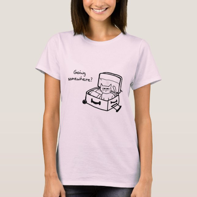 T-shirt Chat fâché dans la valise - cadeau drôle pour des (Devant)