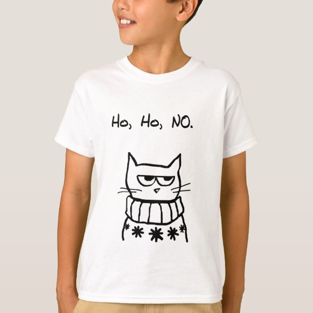 T-shirt Chat fâché dans un chandail de Noël - Noël drôle (Devant)