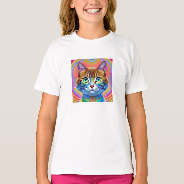 T-shirt Chat fantastique Mystique coloré (Devant)