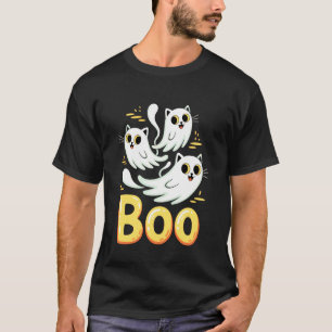 T-shirt Chat fantôme Boo Mignon Kitty Chats Amour Hallowee