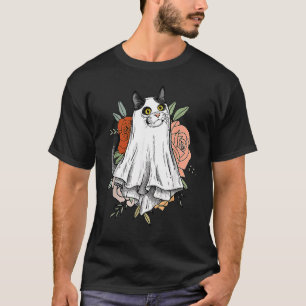 T-shirt Chat fantôme d'Halloween Citrouille effrayante Fle