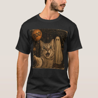 T-shirt Chat fantôme drôle BOO Halloween
