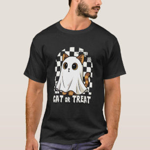 T-shirt Chat fantôme griffes ou friandises Costume d'Hallo