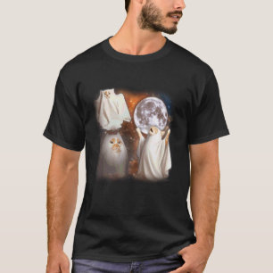T-shirt Chat fantôme hurlant à la lune Halloween drôle biz