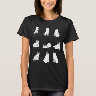 T-shirt Chat fantôme mignon dessin drôle d'Halloween chat 