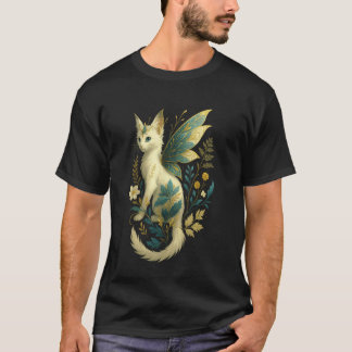 T-shirt Chat féerique fantastique avec ailes florales Féli