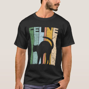 T-shirt Chat Félin Vintage Amateur de Chat Silhouette Rétr