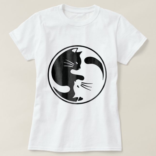 T-shirt Chat femme Yin Yang Chemise Chat Chat Chat (Design devant)