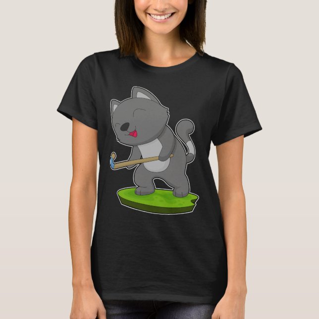 T-shirt Chat Field Hockey bâton (Devant)