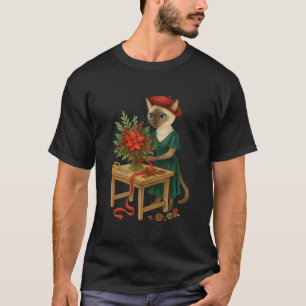 T-shirt Chat fleuriste arranger des fleurs pour Noël