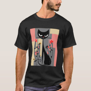 T-shirt Chat Fleurs Art Humoristique Félin avec Fleurs C