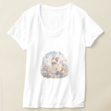 T-Shirt Chat Floral et Papillons