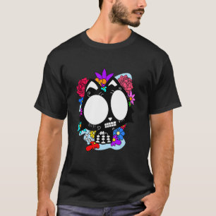 T-shirt Chat floral mexicain jour des morts Dia De Muertos