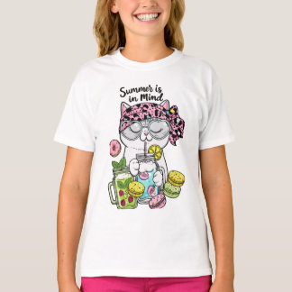 T-shirt Chat Floral Mignon Ambiance Estivale