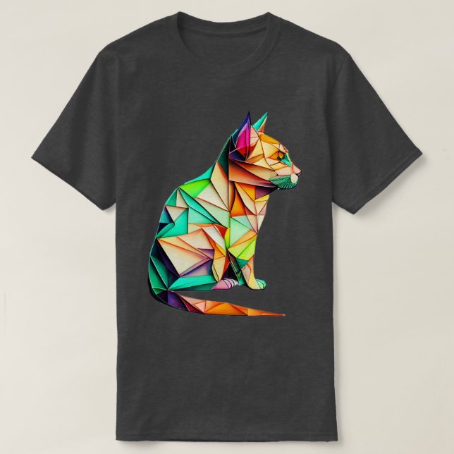 T-shirt Chat Foldy Feline Origami (Design devant)