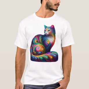 T-shirt Chat fractal - Art Feline Psychédélique