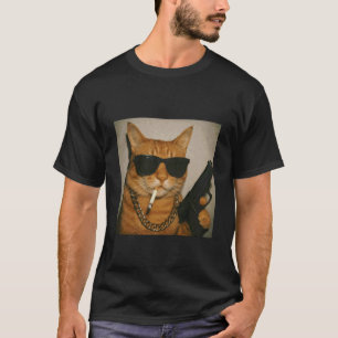 T-shirt Chat Gangster Drôle Fumant Génération Z Mème Rétro