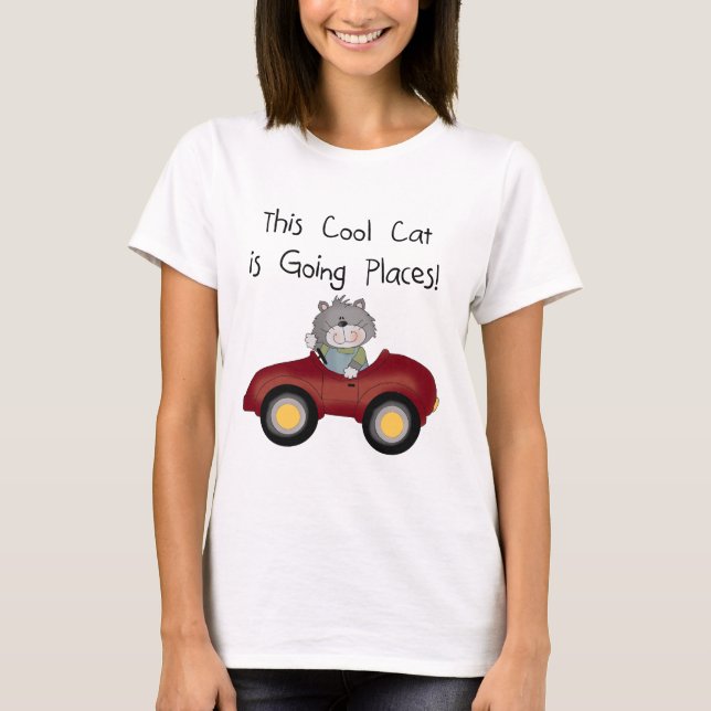 T-shirt Chat Going Places Chemises rouges Voiture et cadea (Devant)