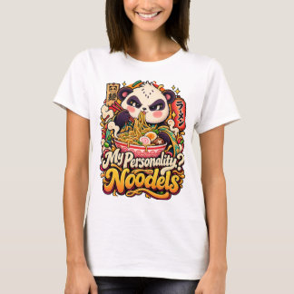 T-shirt Chat gourmand en mode détente noodles