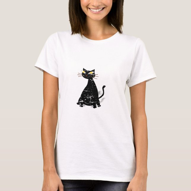 T-shirt Chat gras noir désossé (Devant)