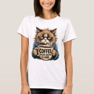 T-shirt Chat grincheux drôle Café Parce que être adulte es