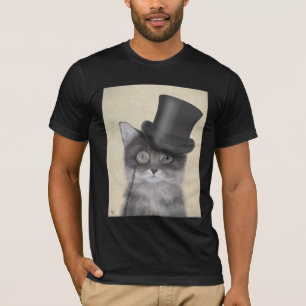 T-shirt Chat gris avec chapeau supérieur