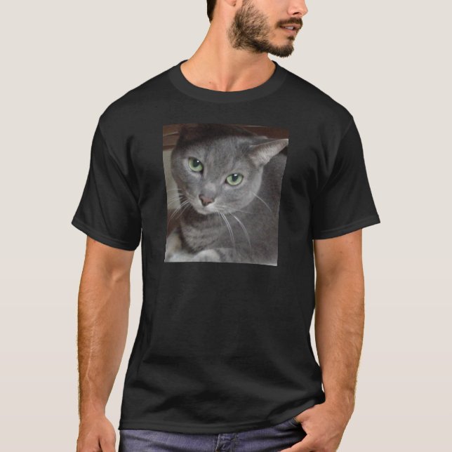 T-shirt Chat gris bleu russe (Devant)