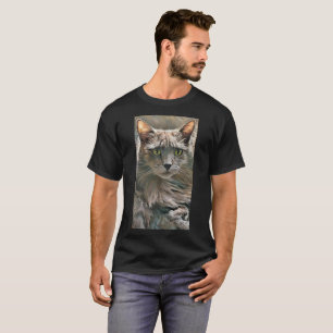 T-shirt chat gris vert