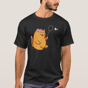 T-shirt Chat gros drôle jouant au badminton