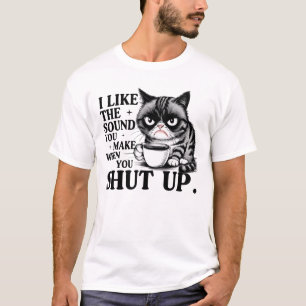 T-shirt Chat grumpy avec café Drôle Matin Design 😼 ☕