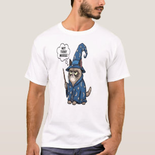 T-shirt chat grumpy Not Today Muggle Sorcier - Drô