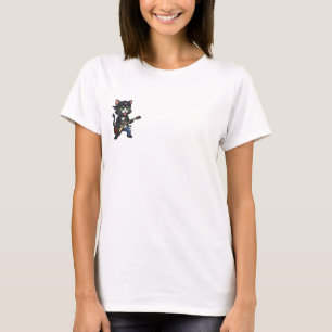 T-shirt Chat Guitariste en Smoking Punk Rock avec Cuir à P