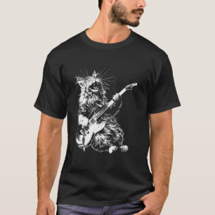 T-shirt Chat Guitariste Guitare - Sibérie Forêt Papa Maman