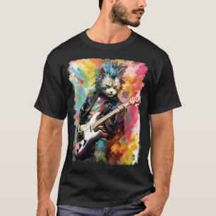 T-shirt Chat guitariste rock ragamuffin à la guitare