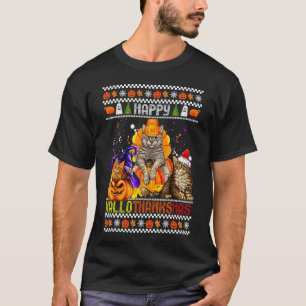 T-shirt Chat Hallothanksmas Halloween Thanksgiving Ch