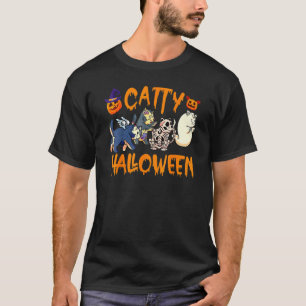 T-shirt Chat Halloween chat Vêtements de chat fantôme Hal