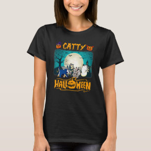 T-shirt Chat Halloween félin Vêtements de chat fantôme Hal