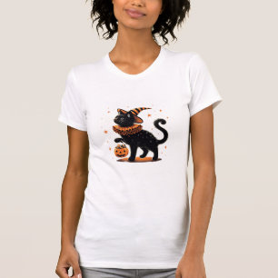 T-shirt Chat Halloween Funny Saison Éffrayante Chat Witch