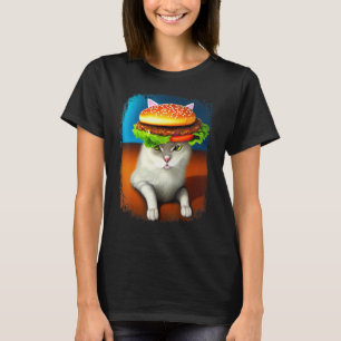 T-shirt Chat Hamburger Burger Chat Purr Meow Cat 4