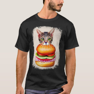 T-shirt Chat Hamburger Burger Chatburger Purr Miaou Chat