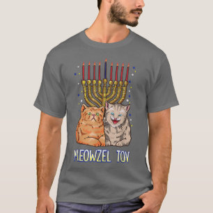 T-shirt Chat Hanoukka Menorah Meowzel Tov Jewish Mazel tov