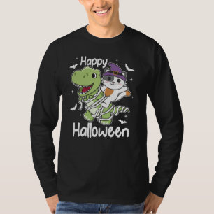 T-shirt Chat Happy Halloween T-rex costume maman