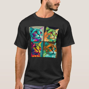T-shirt Chat Havana Brown Illustration Pop Animal Coloré