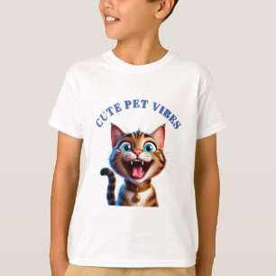 T-shirt Chat Heureux Avec Collier Mignon Animal De Compagn
